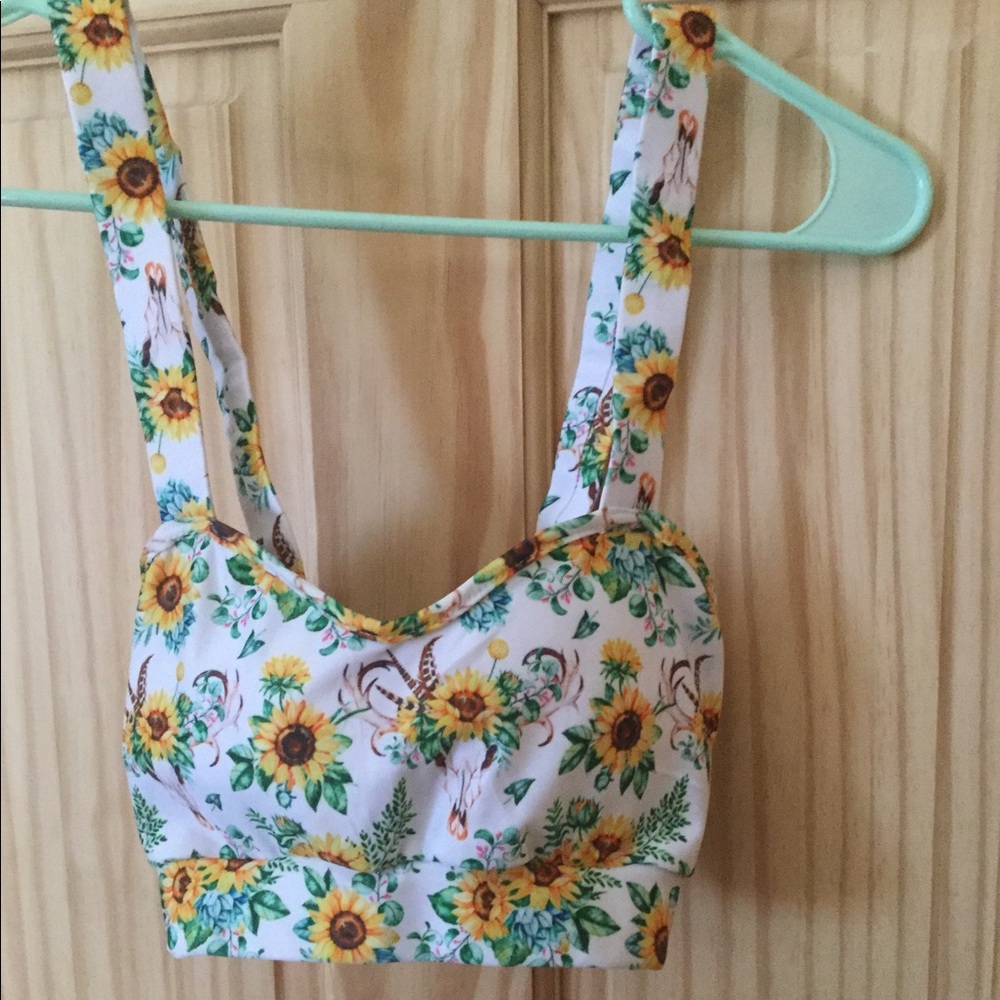 Large sunflower and lace boutique cami